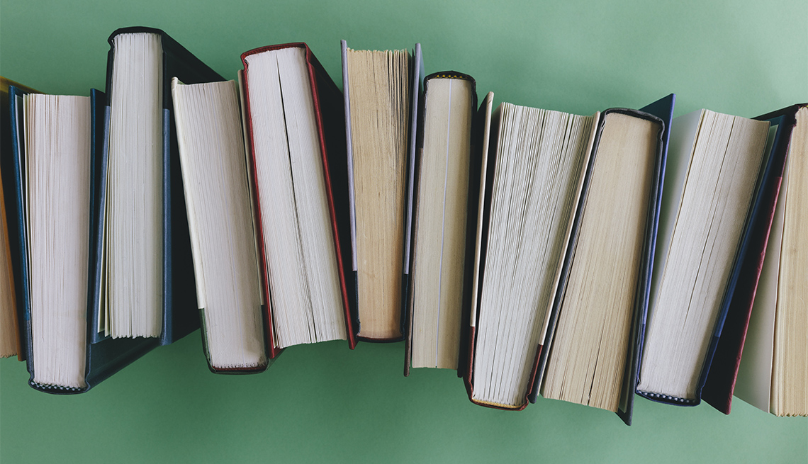 Arrangement of hardback books