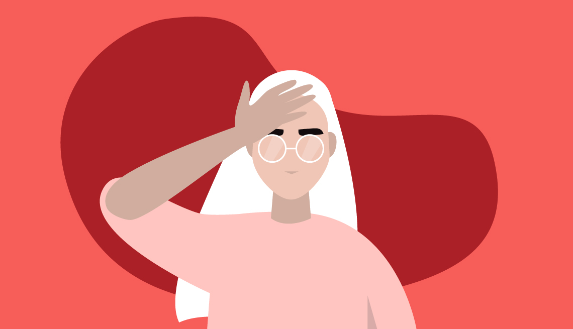 illustration of a woman with her hand on her forehead