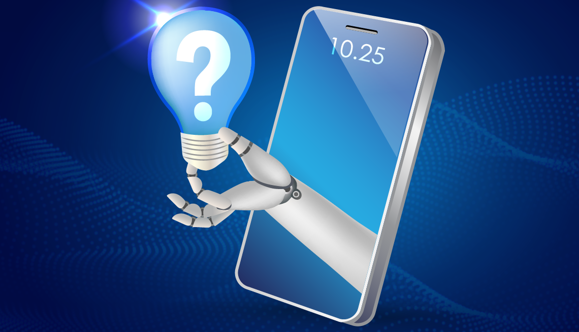 a robot hand reaches out of a smartphone screen