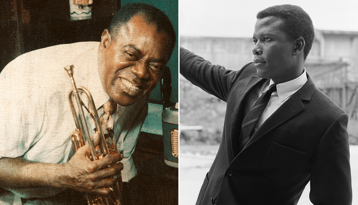 (De izquierda a derecha) Louis Armstrong y Sidney Poitier.
