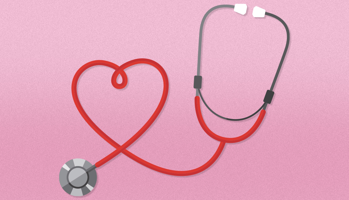 Un estetoscopio haciendo un corazón.